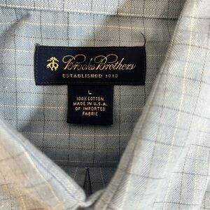 Brooks Brothers Shirt Mens Large Blue Check‎ Button Down Long Sleeve Casual